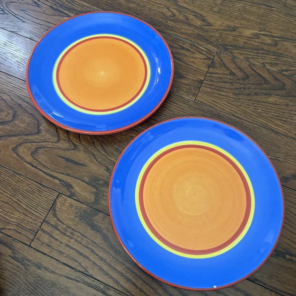 Dinner Plate Dansk China Caribe Bahama Blue Orange 10 5/8" Used Read Desc